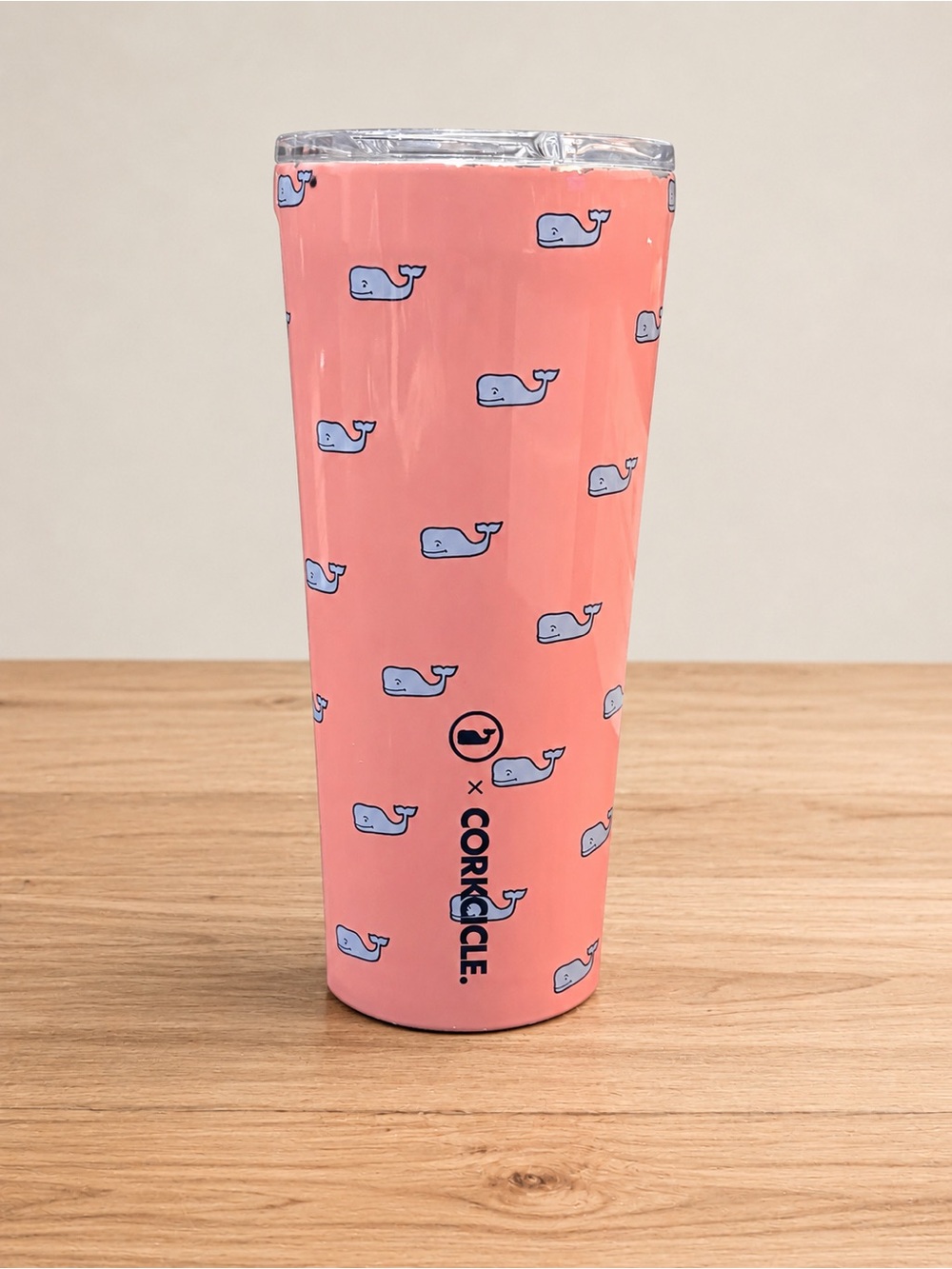 Vineyard Vines x Corkcicle 24 oz Pink Whale Insulated Tumbler with Lid